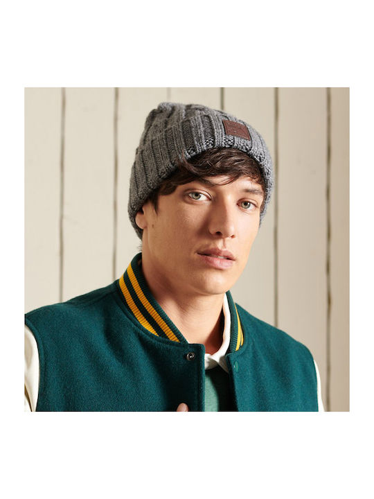 Superdry Trawler Pom Pom Beanie Männer Beanie mit Strickmuster in Gray Farbe