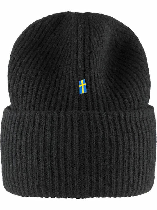 1960 Logo Beanie Ανδρικός Σκούφος με Rib Πλέξη σε Μαύρο χρώμα