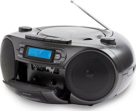 Aiwa BBTC-550 Φορητό Ηχοσύστημα με Bluetooth / CD / MP3 / USB / Κασετόφωνο / Ραδιόφωνο Μαύρο