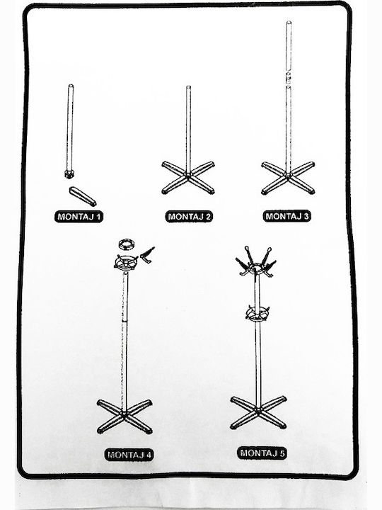 Portmanto Cuiere de podea Metal Silver / Black Rotativ 45x45x168cm