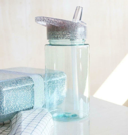 A Little Lovely Company Kinderflasche Kunststoff mit Strohhalm Transparent 450ml