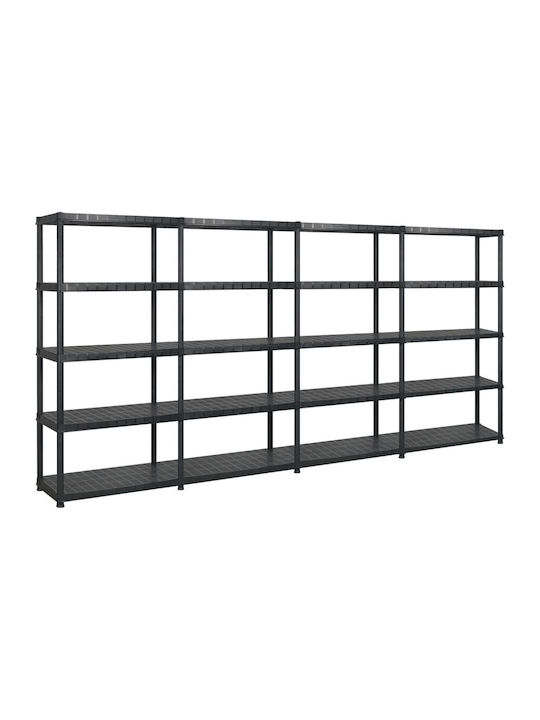 Plastic Outdoor Shelving Unit with 4 Shelves Black Storage 5 Levels Black Plastic 91.5x45.7x185cm