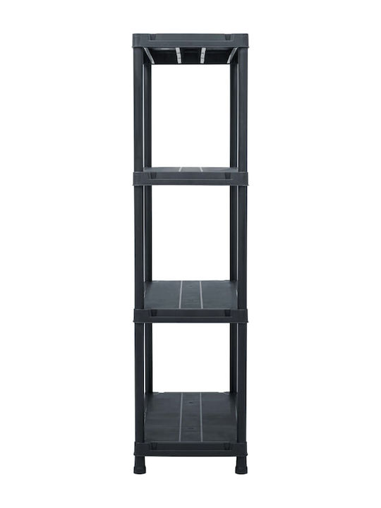 Plastic Outdoor Shelving Unit with 3 Shelves Black 60x30x138cm