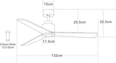 Zambelis Lights Ventilator de Tavan 132cm cu Telecomandă Maro