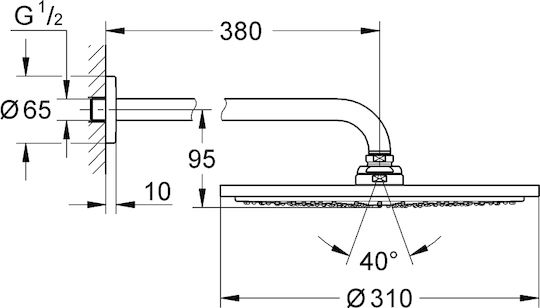 Grohe Rainshower Cosmopolitan 310 Στρογγυλή Κεφαλή Ντουζ 31cm με Βραχίονα 38cm Grohe Rainshower Cosmopolitan 310 Στρογγυλή Κεφαλή Ντουζ 31cm με Βραχίονα 38cm