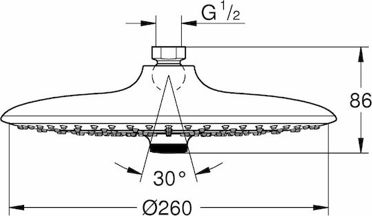 Grohe Euphoria 260 Στρογγυλή Κεφαλή Ντουζ 26cm