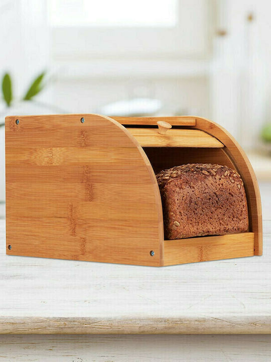Relaxdays Brotbox mit Deckel Hölzernes in Braun Farbe 20.2x27x18.2cm