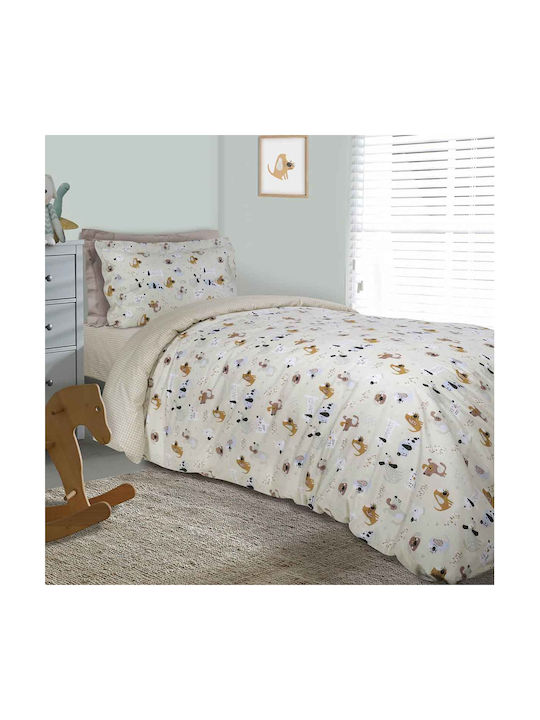 Das Home 4766 Set Kids Duvet Cover Single with Pillowcase Cotton Beige 160x240cm