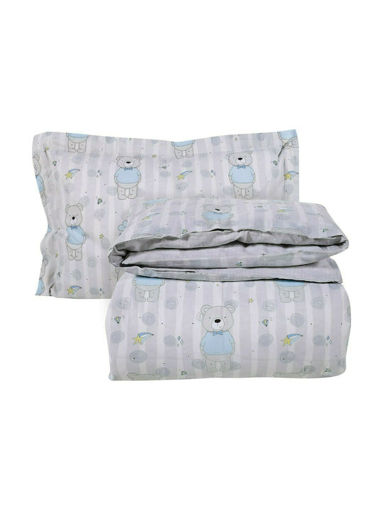 Das Home Set Kids Duvet Cover Single with Pillowcase Cotton Gray 160x240cm