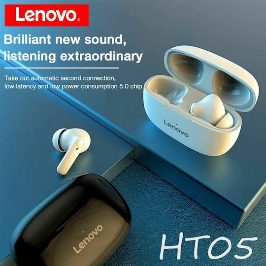 Lenovo HT05 Слушалка за ухо Bluetooth хендсфри Слушалки с Кутийка за Зареждане Бял