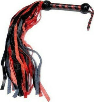 CyprusLoveShop Black & Red Flogger Whip Μαστίγιο σε Μαύρο Χρώμα