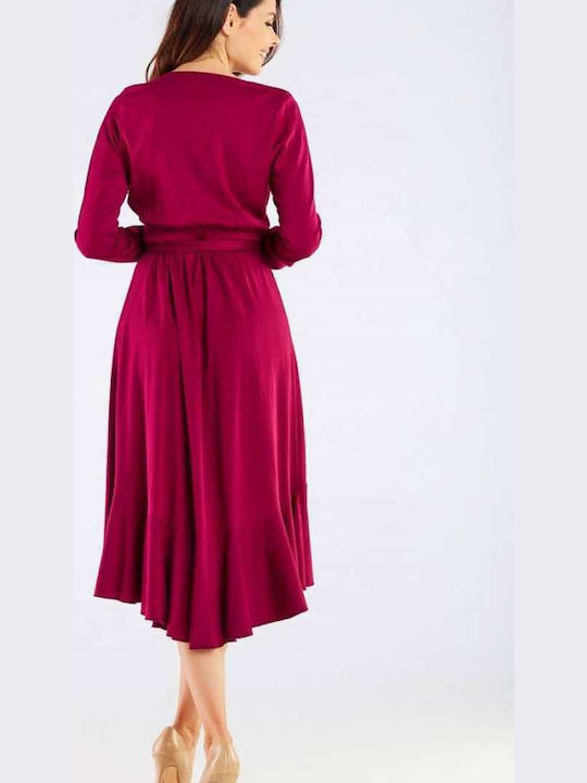 Awama Midi Evening Dress Wrap Burgundy