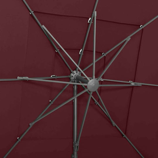 Quadratischer Aluminium-Burgunder Garten- und Terrassen-Sonnenschirm 2,5x2,5 m