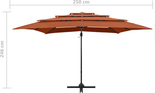 Square Aluminum Garden Umbrella Red 2.5x2.5m