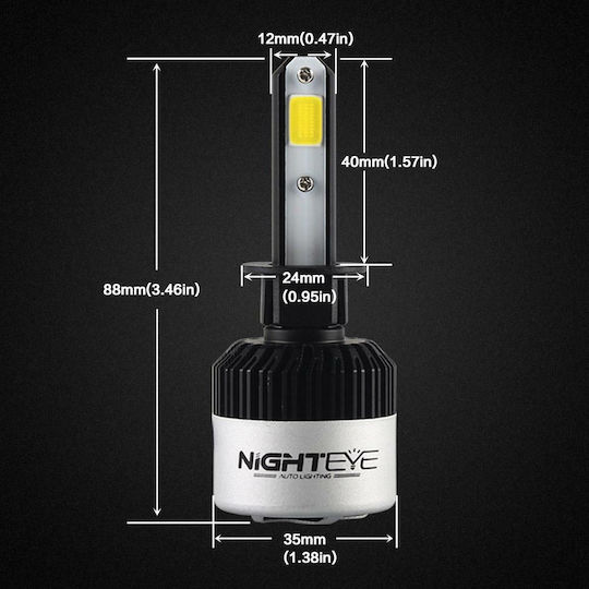 Nighteye Lamps Car & Motorcycle H1 LED 6500K Cold White 72W 2pcs