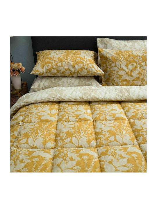 Vesta Home Laura Double Cotton Duvet Cover Set with Pillowcases 200x240 2 Mustard 000007682