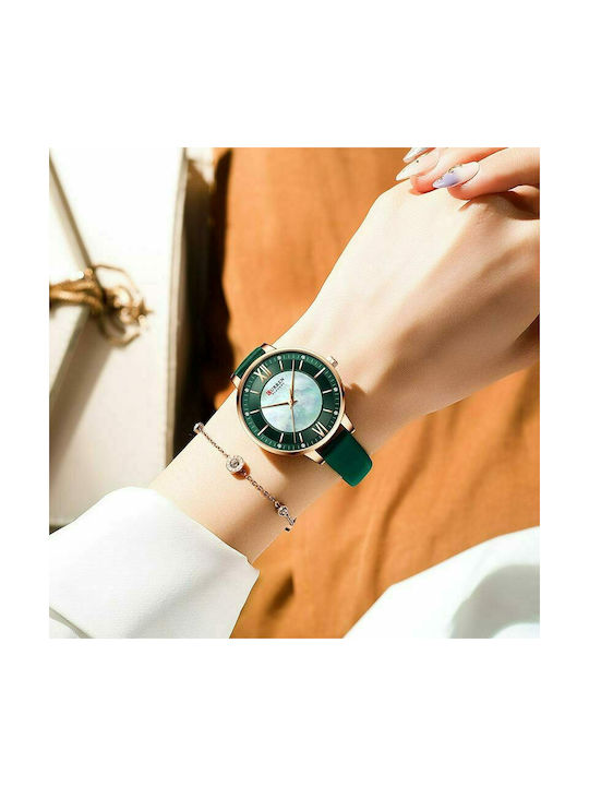 Curren Watch with Green Leather Strap