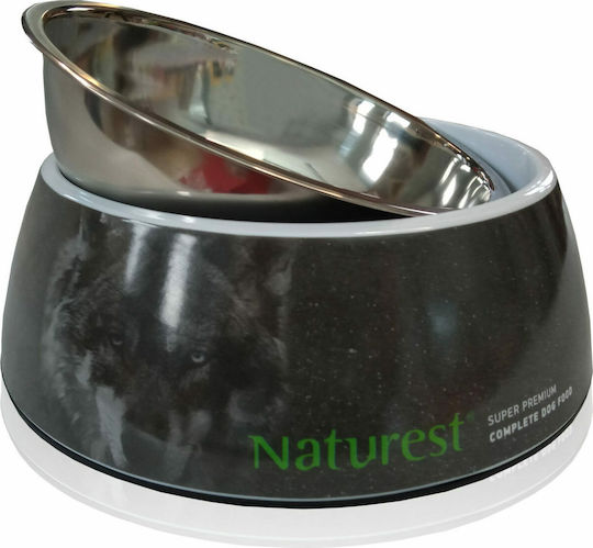 Pet Interest Deluxe Naturest Dual Plastic Bowl Food & Water for Dog & Cat 2x 900ml in Black Color