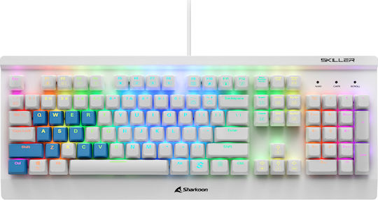 Sharkoon Skiller SGK3 Gaming Mechanical Keyboard with Kailh Blue switches and RGB lighting (English US) White