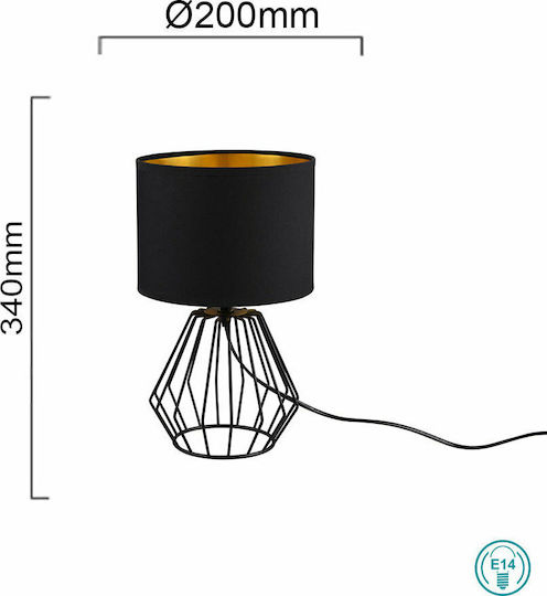 Trio Lighting Chuck Metal Table Lamp for Socket E14 with Black Shade and Base