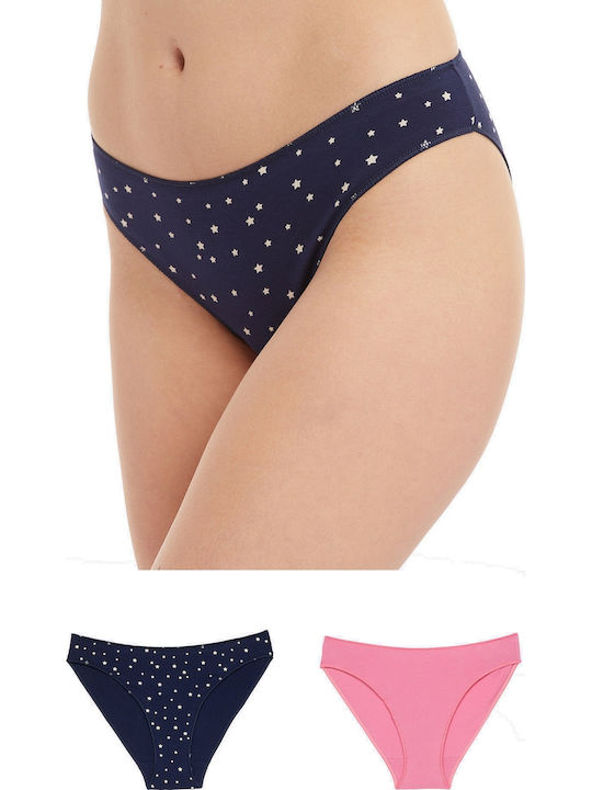 Miss Rio Women's Slip 2Pack Navy Blue/Pink
