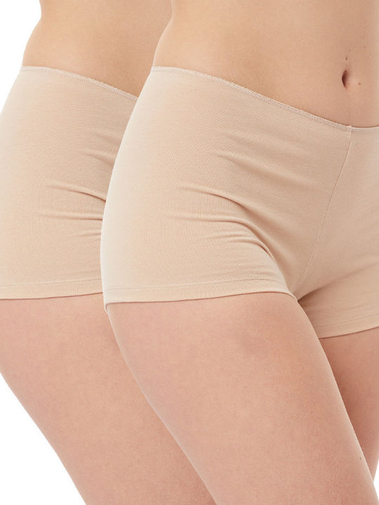 Miss Βαμβακερά Γυναικεία Boxer 2Pack Μπεζ