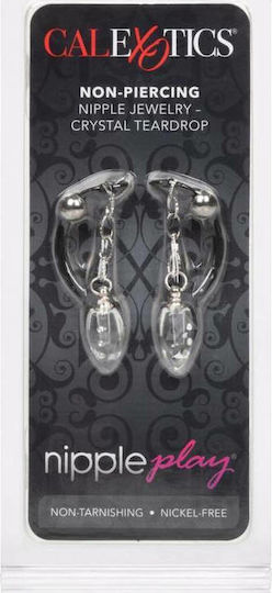 Calexotics Nipple Play Non-Piercing Nipple Jewelry Crystal Teardrop Cleme pentru Sfârcuri în Culoare Argintiu