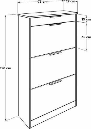 Дървен Обувна рафт Flat с 3 рафта Орех Д75xШ29xВ128см