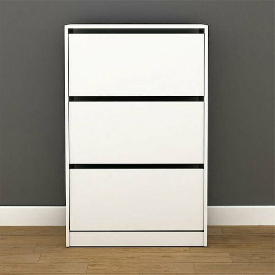Holz Schuhschrank Flat Duo mit 3 Regalen White L73xW26xH119cm