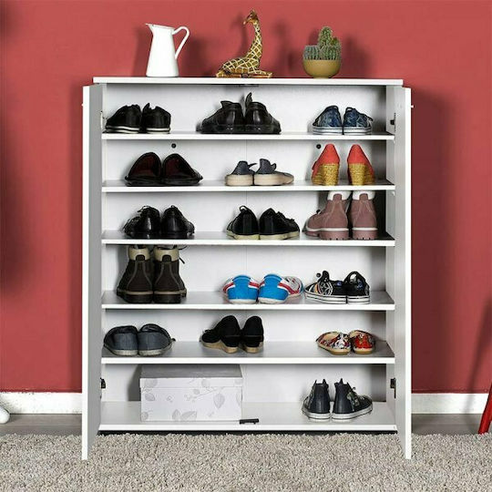 Holz Schuhschrank Ultra mit 6 Regalen Weiß L91xW35xH108cm