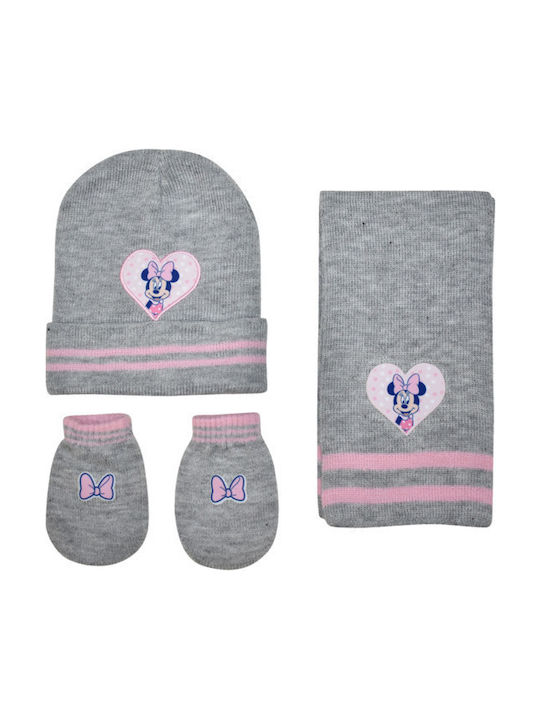 Stamion Kids Beanie Set with Scarf & Gloves Knitted Gray