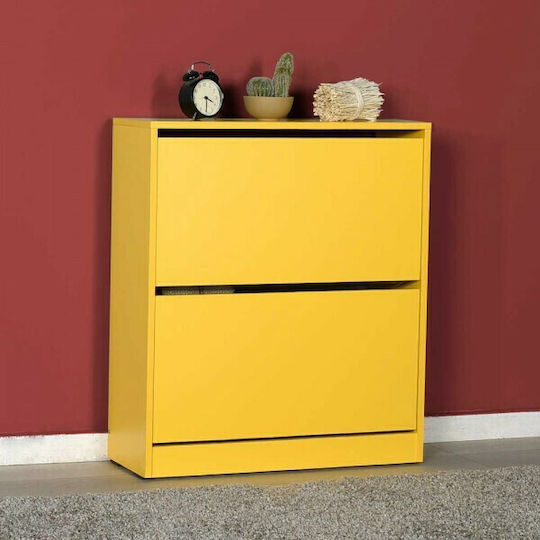 Suport pentru pantofi Flat Duo cu 2 Rafturi Galben L73xW26xH84cm