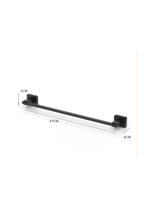 TEKNO-TEL Bathroom Towel Rail 47x6x5cm Aluminium Wall Mounted with Screws Black Matte