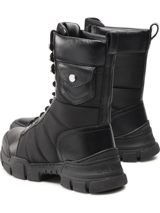 Leather Women's Ankle Boots with Medium Heel Black