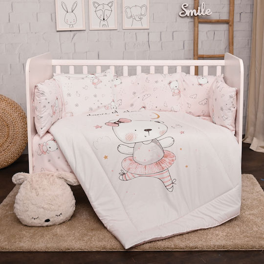 Lorelli Baby Crib Bedding Set Lily Ballerina Bear 5pcs Pink