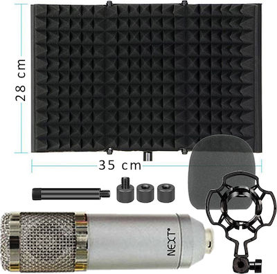 Next Condenser (Large Diaphragm) XLR Microphone Kit Vocal Booth Pro Shock Mounted/Clip On Mounting Voice in Silver Color