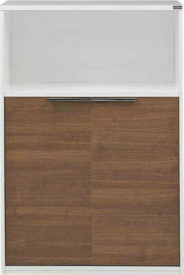Office Storage Cabinet Wooden Walnut / White 76x34x111cm
