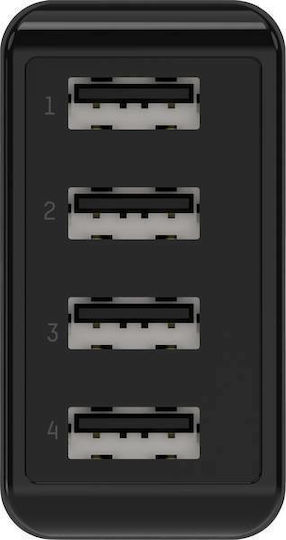 Ansmann Încărcător Fără Cablu cu 4 Porturi USB-A 30W Negruς (HC430)