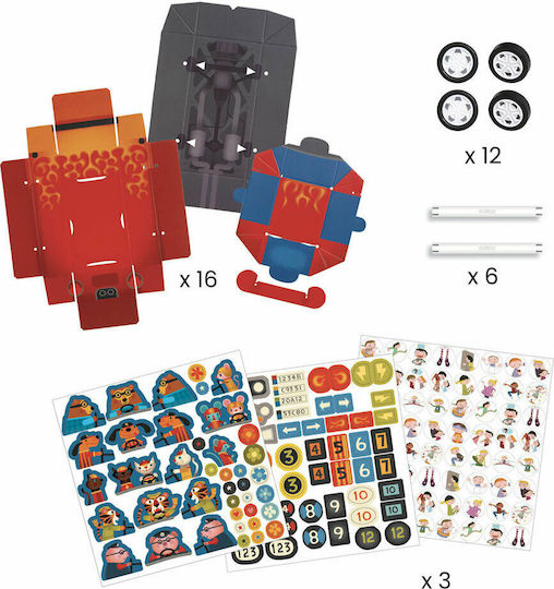 Djeco Papier-Bauspielzeug Baue Grand Prix Autos für Kinder ab 5+ Jahre Jahren