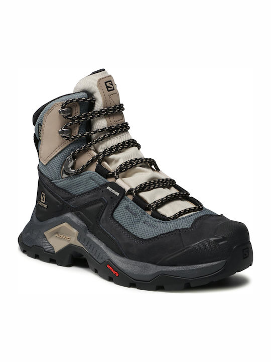 Salomon Quest Element GTX Women's Hiking Boots Waterproof With Gore-Tex Membrane Ebony Rainy Day Stormy Weather