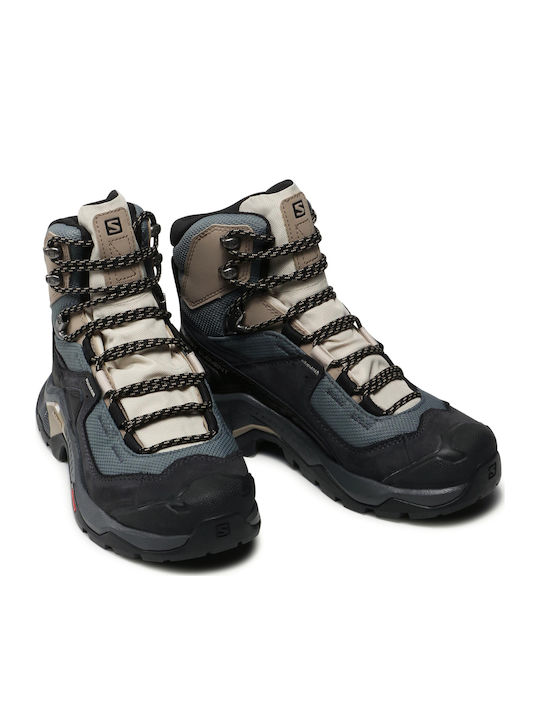 Salomon Quest Element GTX Women's Hiking Boots Waterproof With Gore-Tex Membrane Ebony Rainy Day Stormy Weather