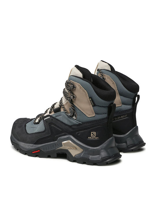 Salomon Quest Element GTX Women's Hiking Boots Waterproof With Gore-Tex Membrane Ebony Rainy Day Stormy Weather