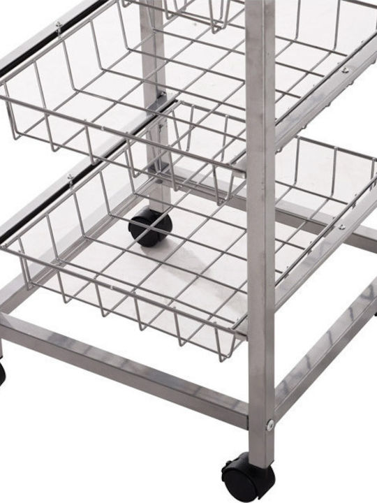 HomCom Metallic Kitchen Trolley 4 Tiers Silver 36.5x36.5x89cm