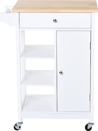 HomCom Τρόλεϊ Κουζίνας Ξύλινο 5 Θέσεων Λευκό 66x39.5x86.5cm