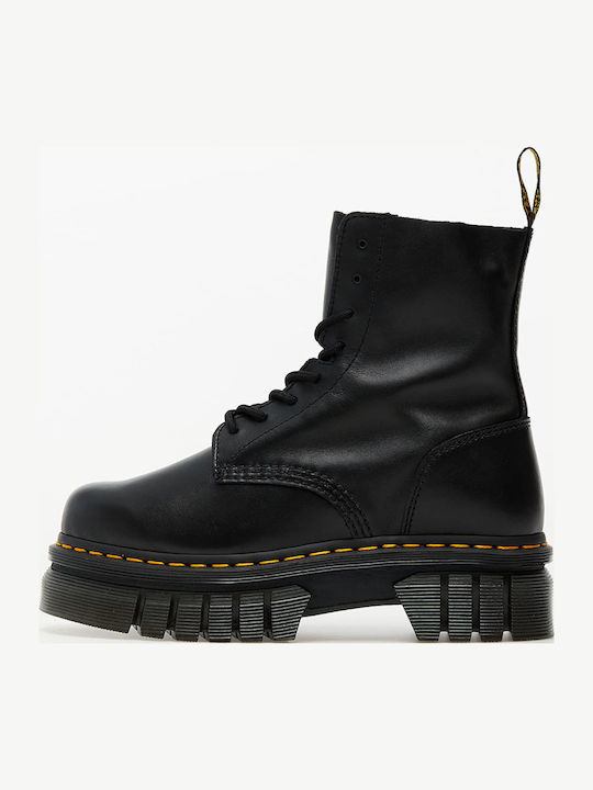 Audrick 8-Eye Leather Women's Ankle Boots with Medium Heel Black
