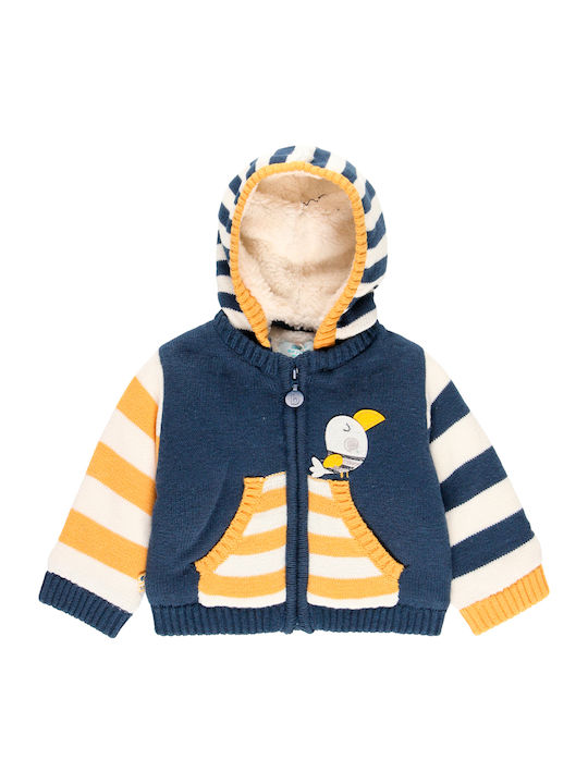 Boboli Boys Knitted Hooded Cardigan with Zipper Blue