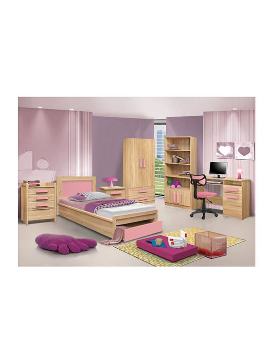 Kids Chest of Drawers Sonoma / Pink with 4 Drawers 63x40x80cm