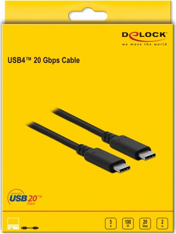 DeLock USB 2.0 Cable USB-C male - USB-C 100W PD Μαύρο 2m 86980