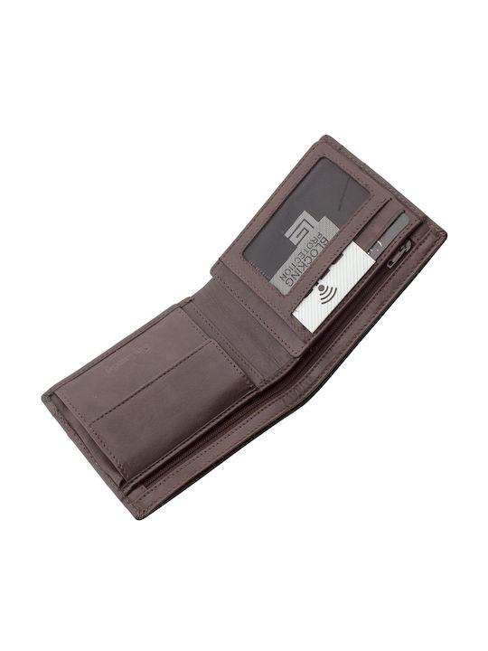 Leather Men's Wallet Classic with RFID Brown