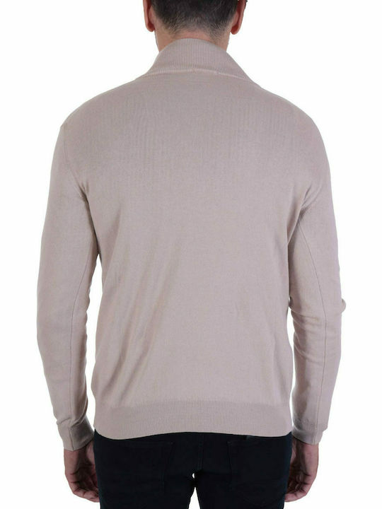 U.S. Polo Assn. Men's Long Sleeve Sweater with Zipper Beige